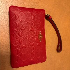 Coach Crimson Leather Wristlet